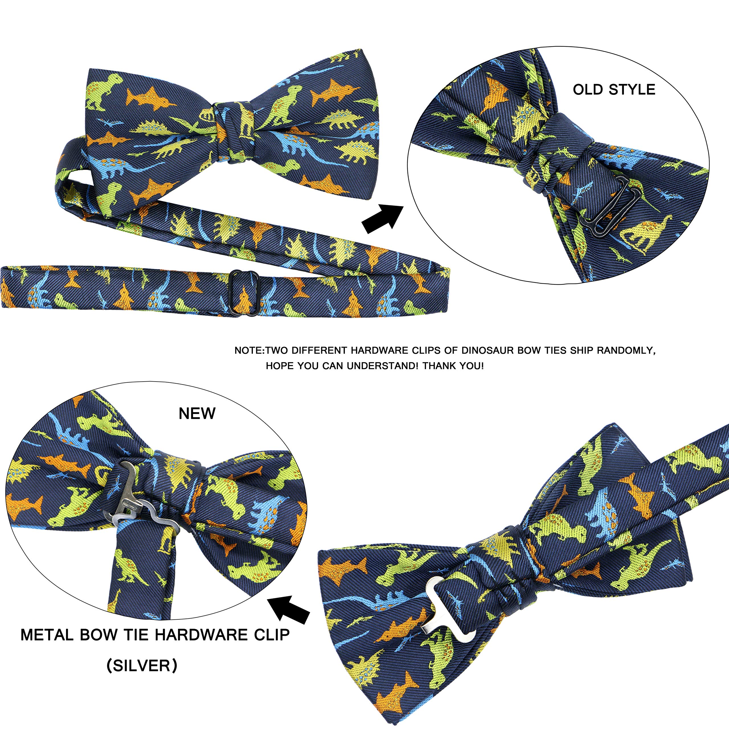 OCIA Boys Dinosaur Sharks Pattern Pre-Tied Bowtie Kids Adjustable Bow Tie - Image 7