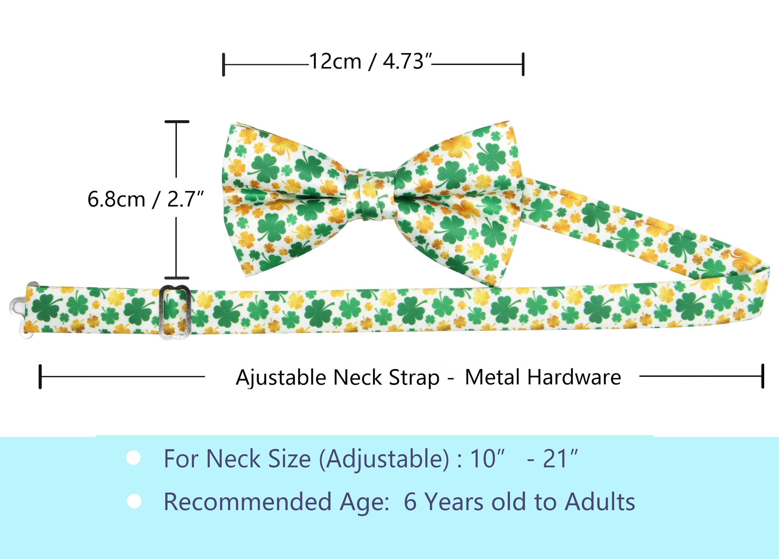 OCIA Holiday Pre-Tied Bowtie St Patricks Day Easter Clover Leaves Festival Fun Pattern Bow tie for Mens - Image 3