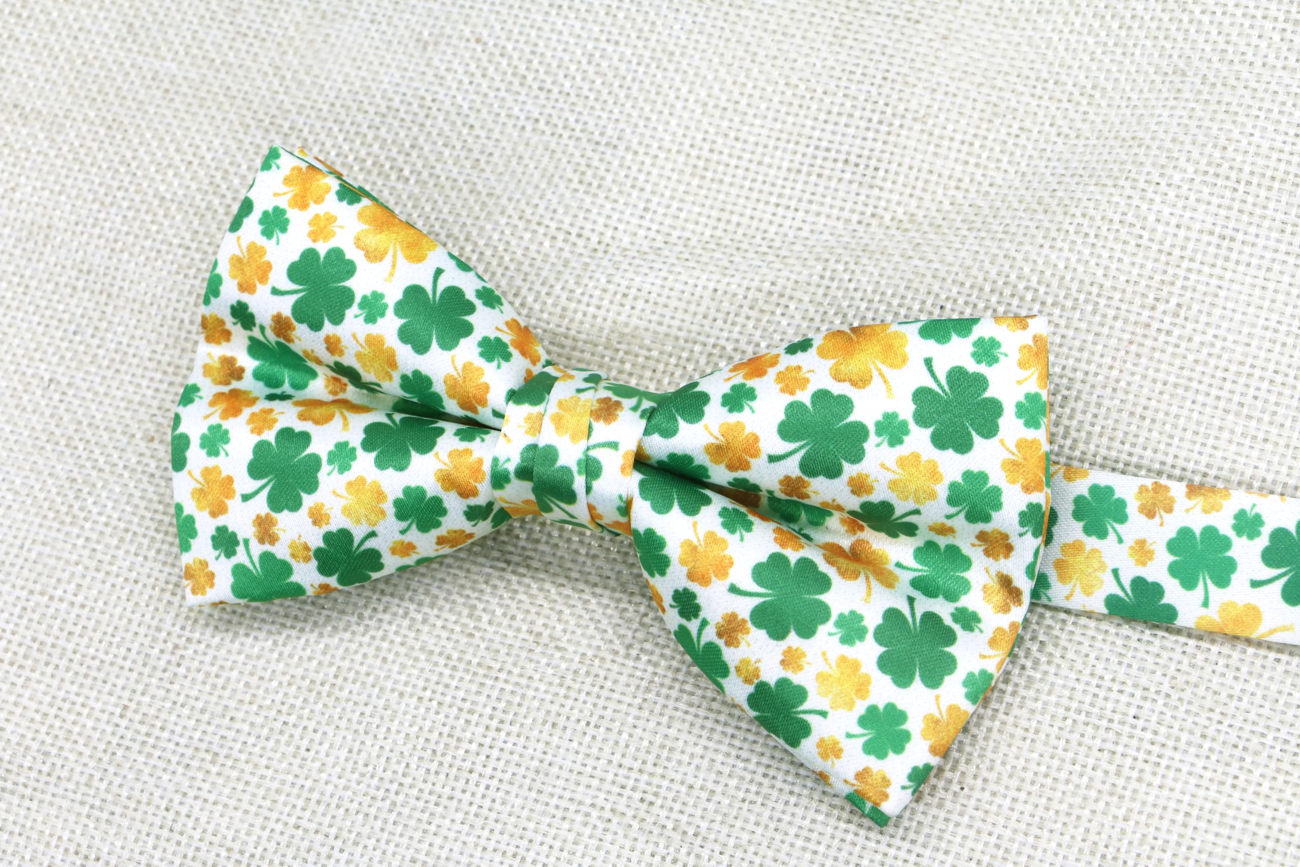 OCIA Holiday Pre-Tied Bowtie St Patricks Day Easter Clover Leaves Festival Fun Pattern Bow tie for Mens - Image 4