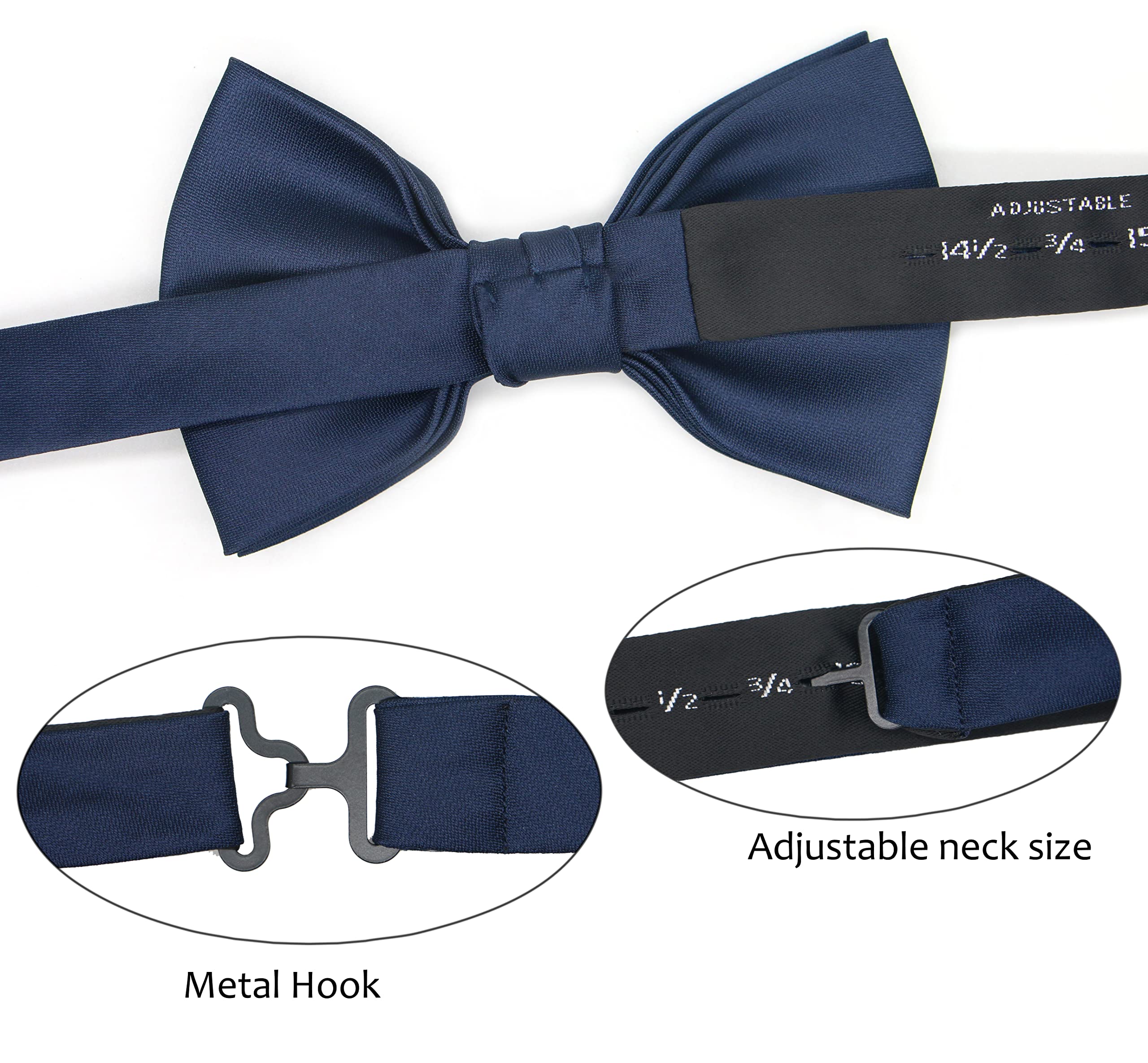 OCIA Mens Pre-tied Solid Bowtie Adjustable Formal Tuxedo Bow Tie for Wedding Party - Image 3